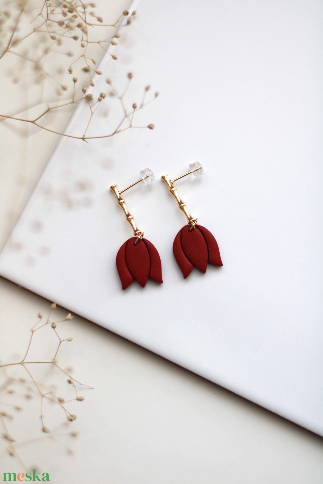 Tulipán függő fülbevaló - ékszer - fülbevaló - lógó fülbevaló - Meska.hu