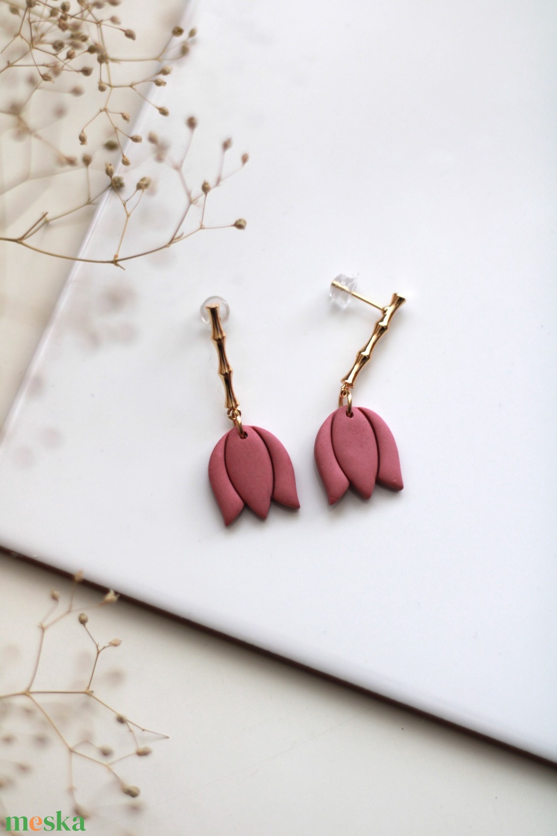 Tulipán függő fülbevaló - ékszer - fülbevaló - lógó fülbevaló - Meska.hu