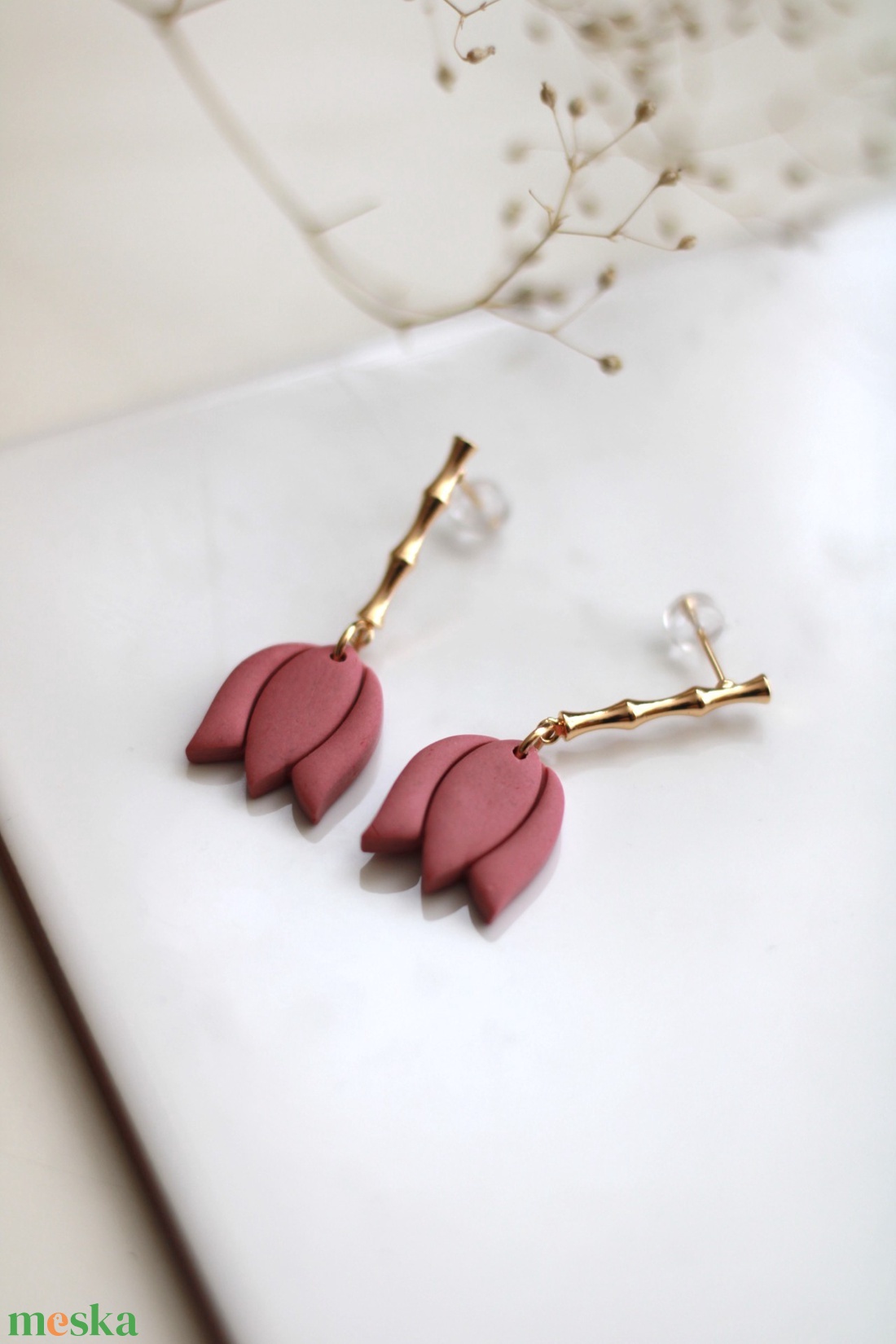 Tulipán függő fülbevaló - ékszer - fülbevaló - lógó fülbevaló - Meska.hu