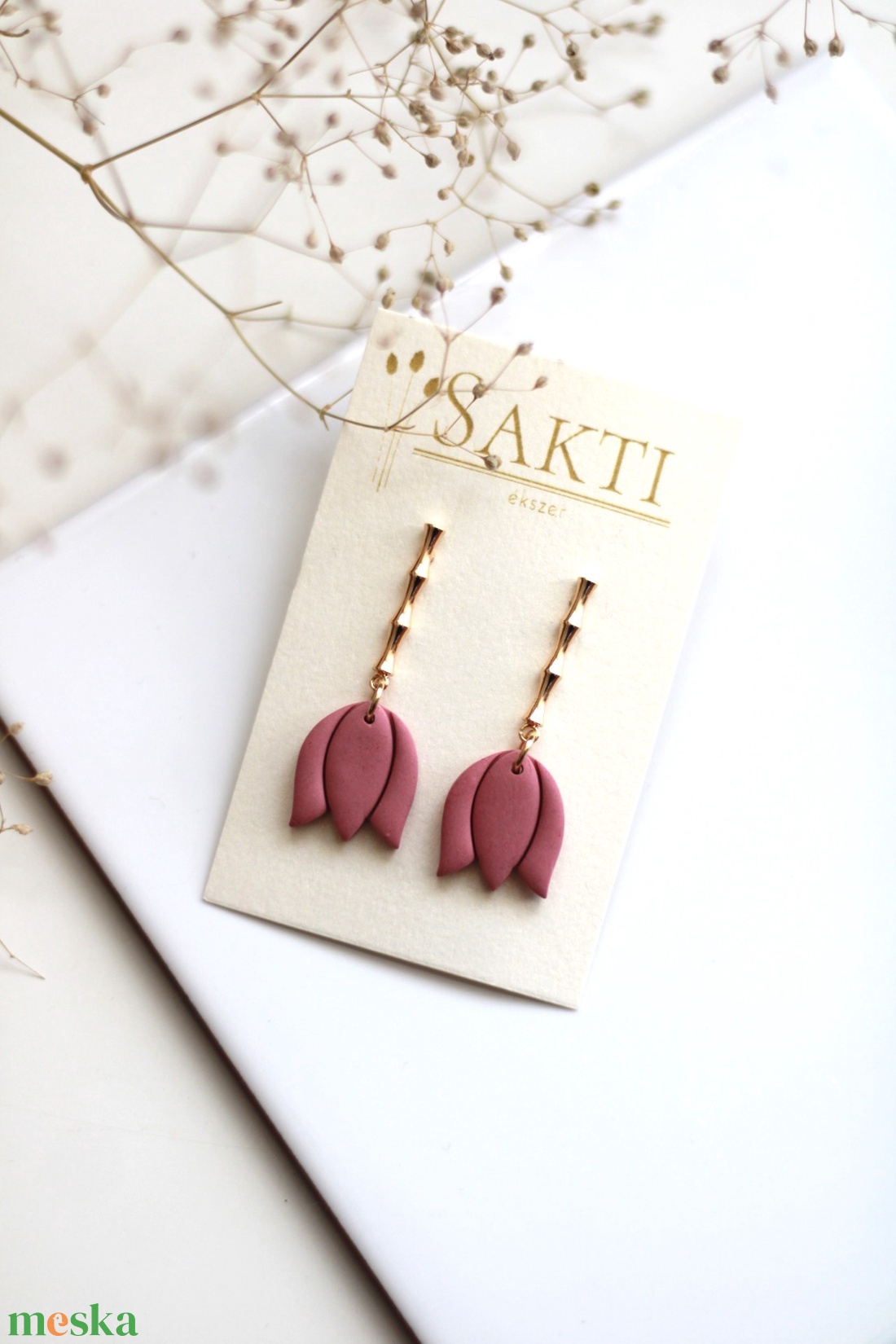 Tulipán függő fülbevaló - ékszer - fülbevaló - lógó fülbevaló - Meska.hu