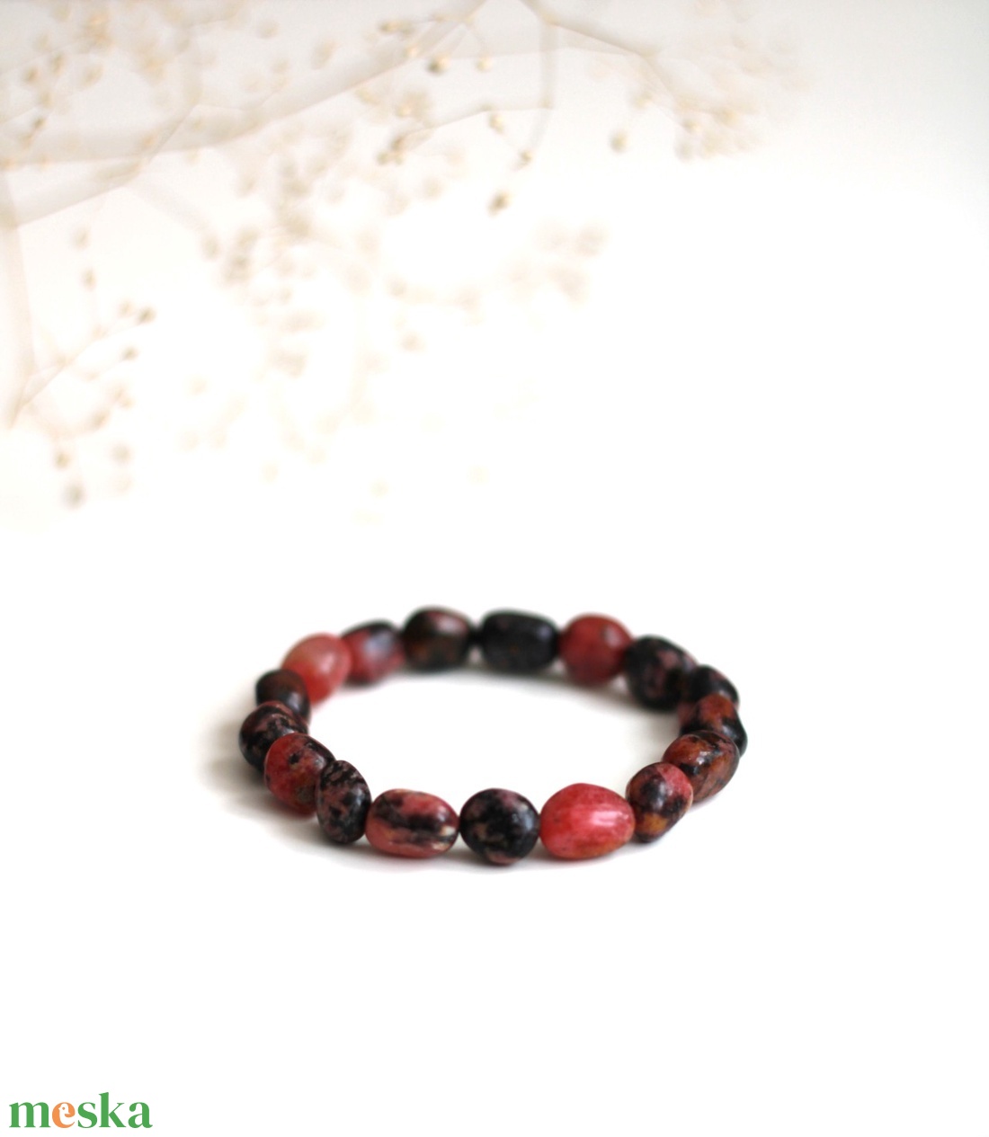 Rodonit védelem és érzelmi egyensúly ásványkarkötő - ékszer - karkötő - gyöngyös karkötő - Meska.hu