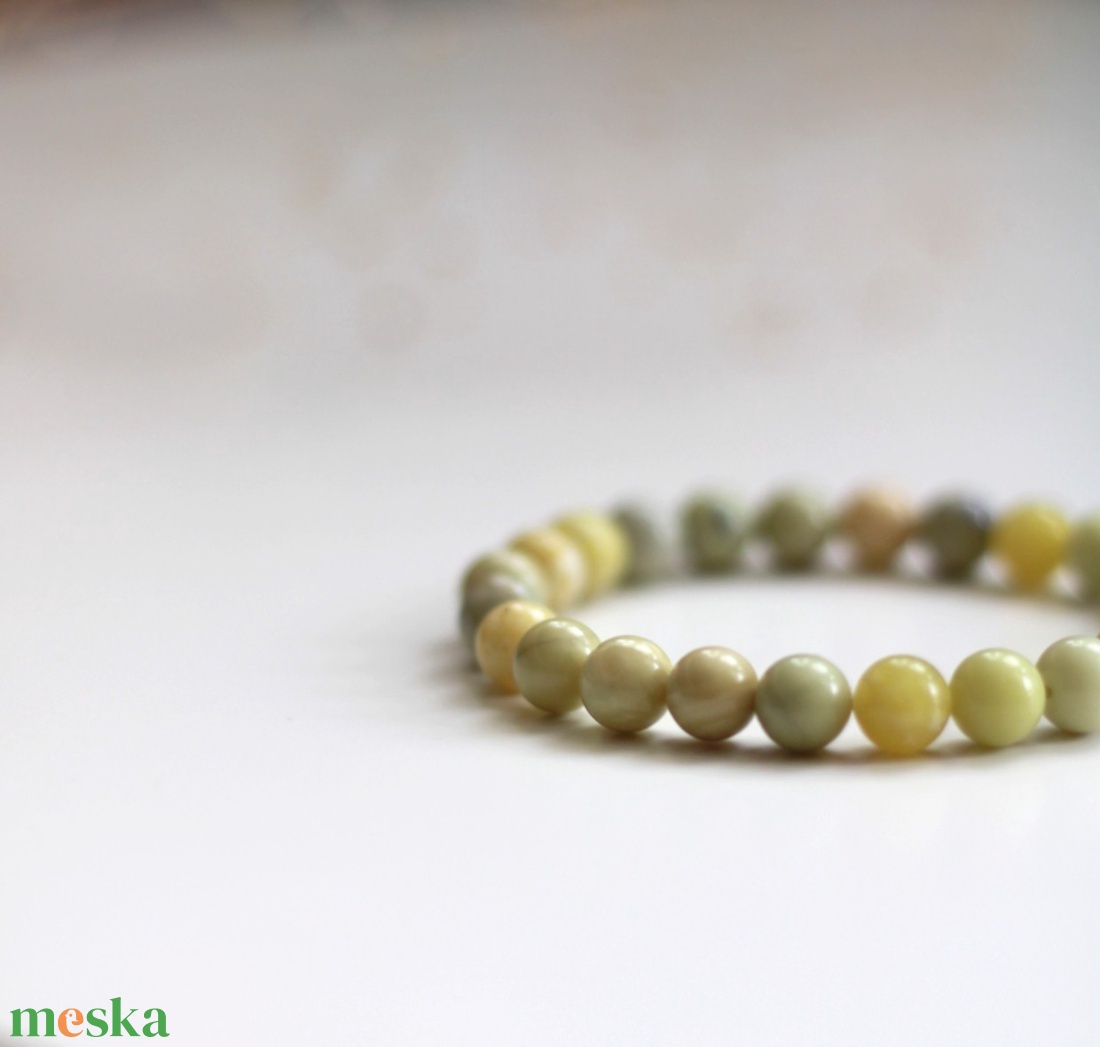 Bőség és szerencse zöld jáde ásvány karkötő - ékszer - karkötő - ásványkarkötő - Meska.hu