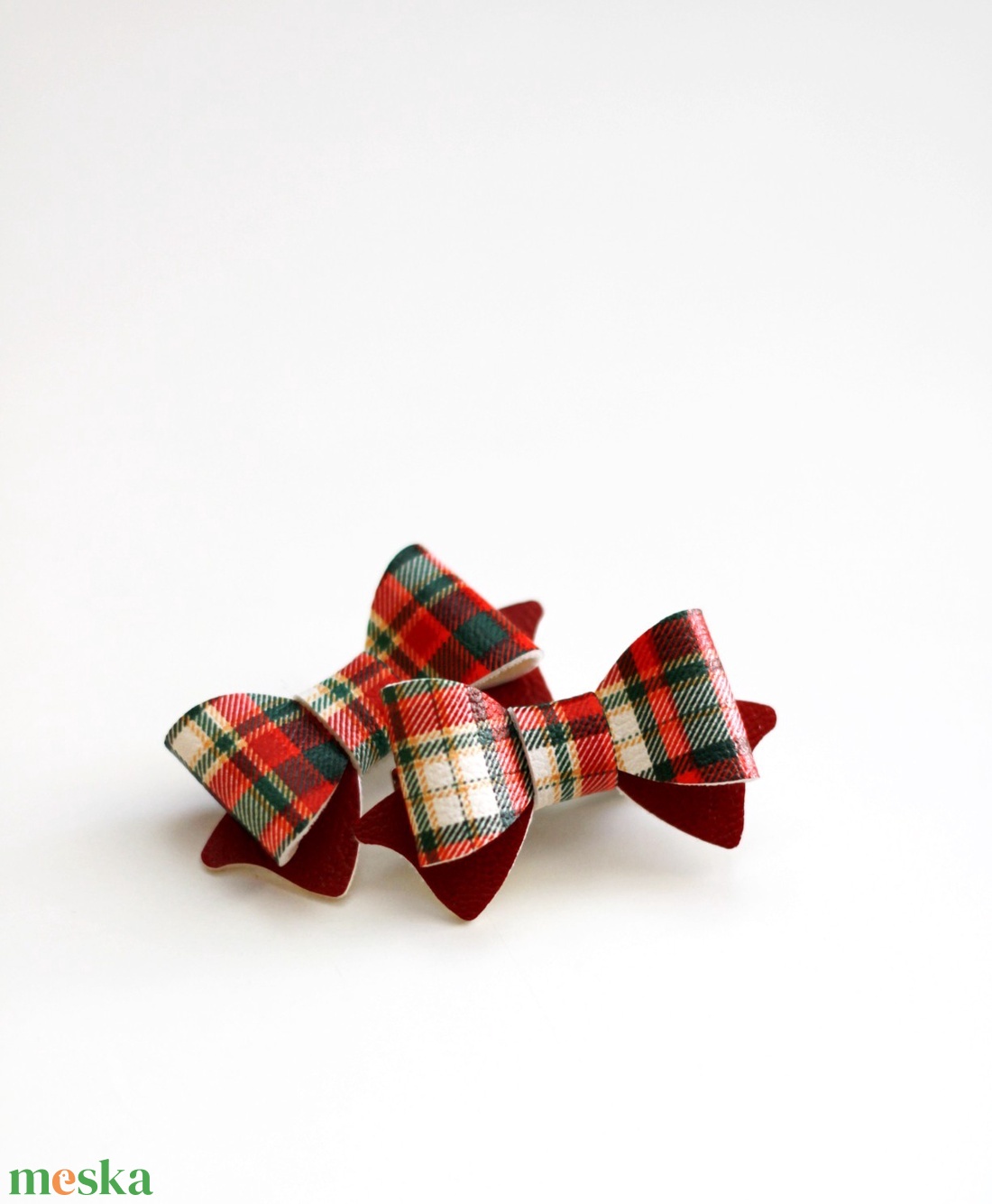 Mini hajcsat- karácsonyi tartan - ruha & divat - hajdísz & hajcsat - hajcsat & hajtű - Meska.hu