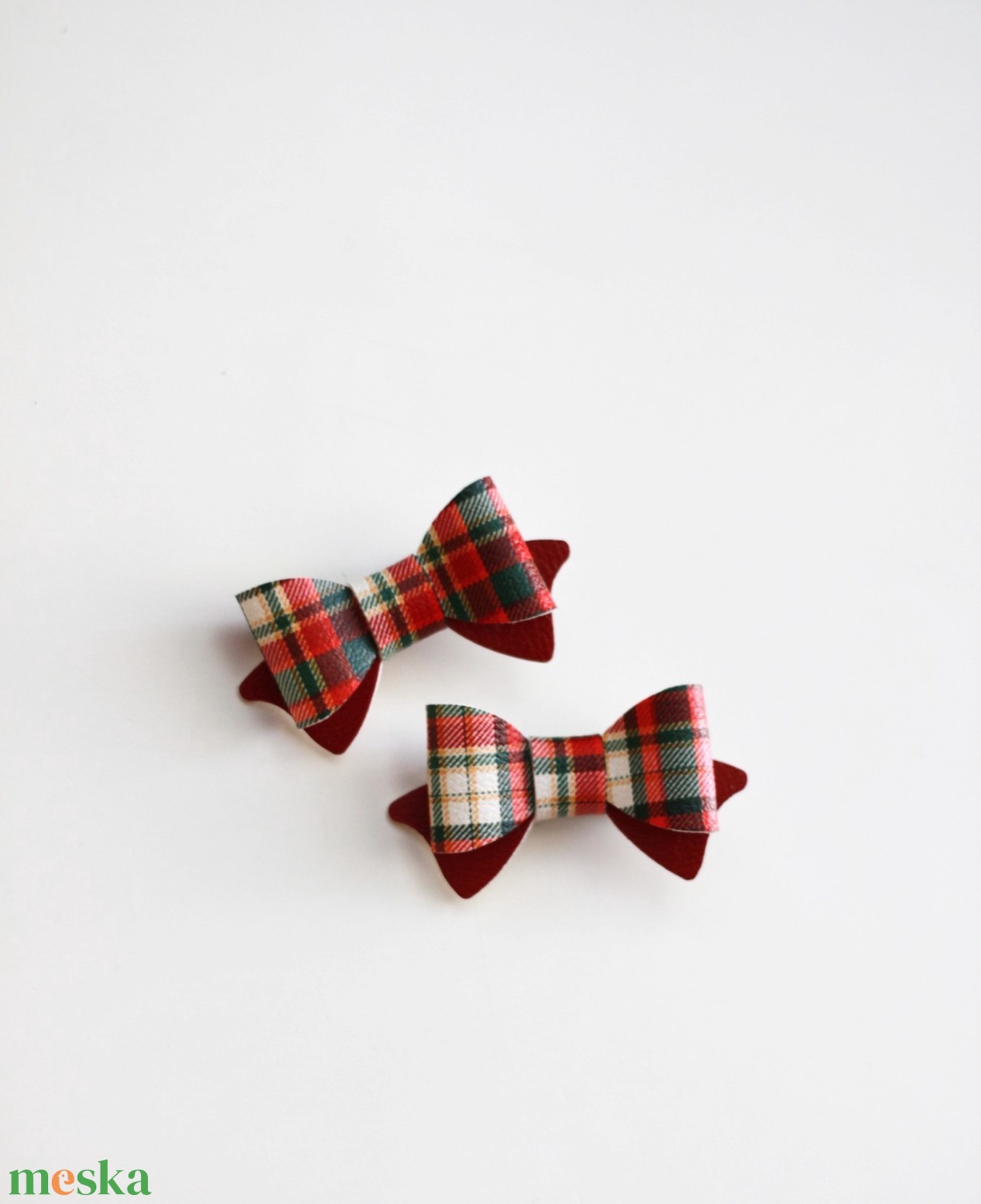 Mini hajcsat- karácsonyi tartan - ruha & divat - hajdísz & hajcsat - hajcsat & hajtű - Meska.hu