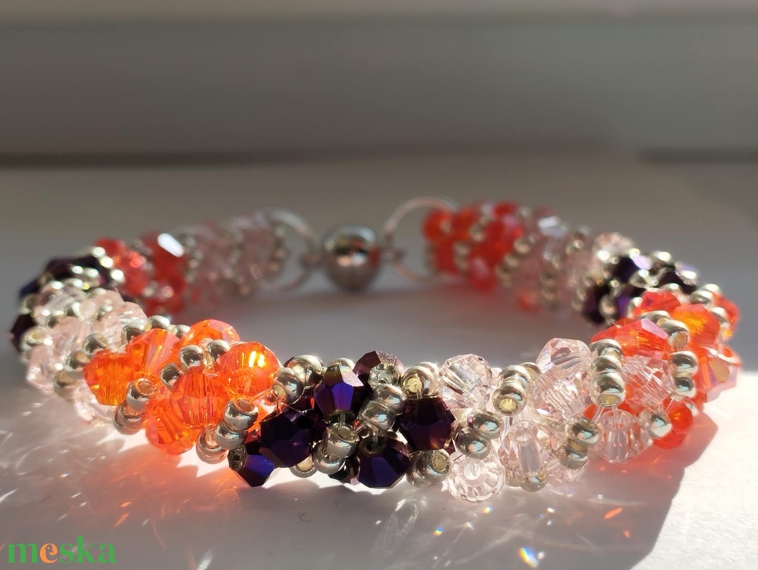 Spirál 3 Narancs - ékszer - karkötő - gyöngyös karkötő - Meska.hu