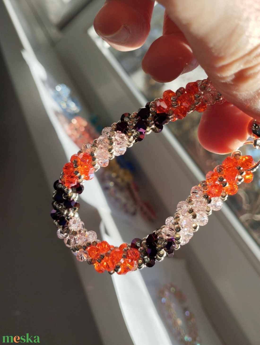 Spirál 3 Narancs - ékszer - karkötő - gyöngyös karkötő - Meska.hu