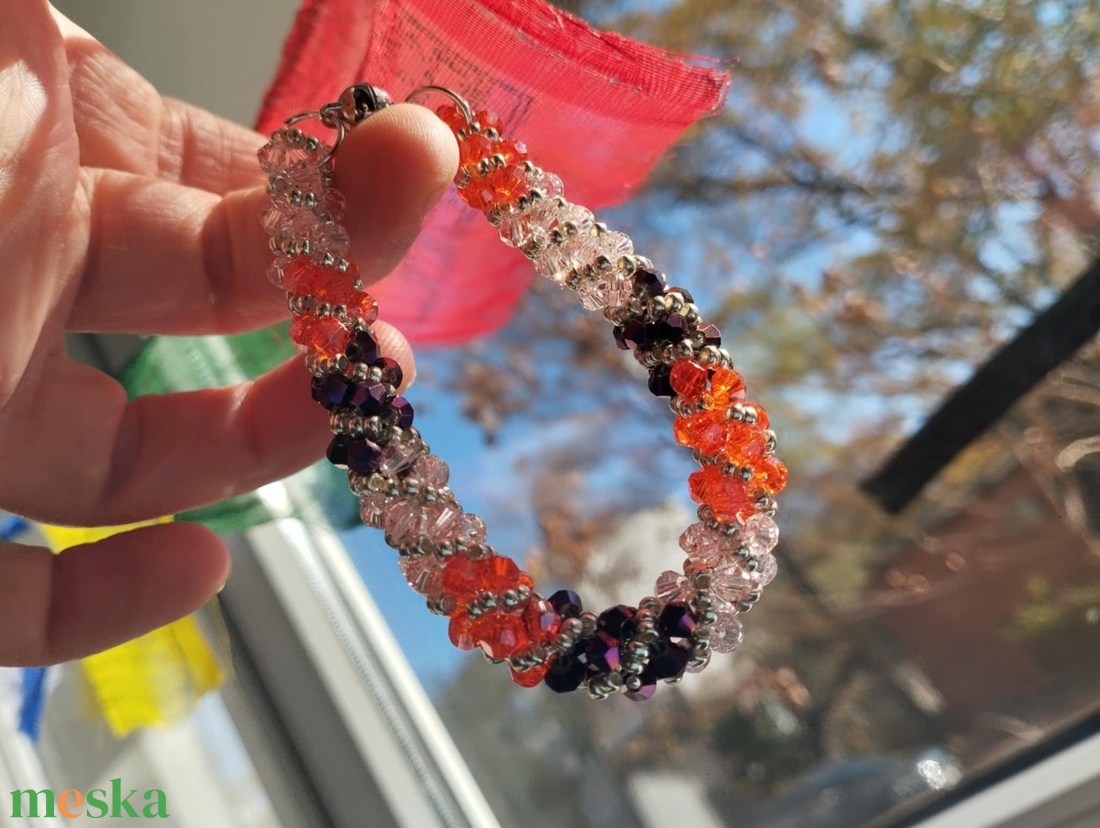 Spirál 3 Narancs - ékszer - karkötő - gyöngyös karkötő - Meska.hu