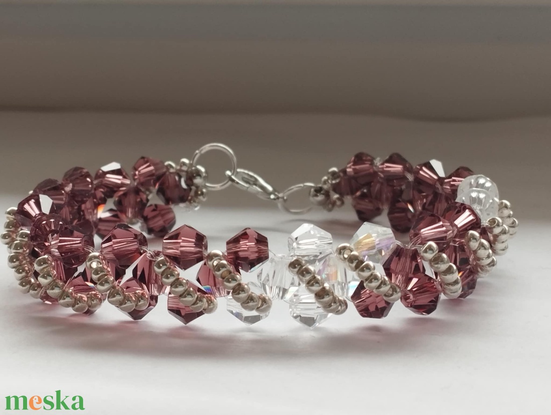 Lila bicone - ékszer - karkötő - gyöngyös karkötő - Meska.hu