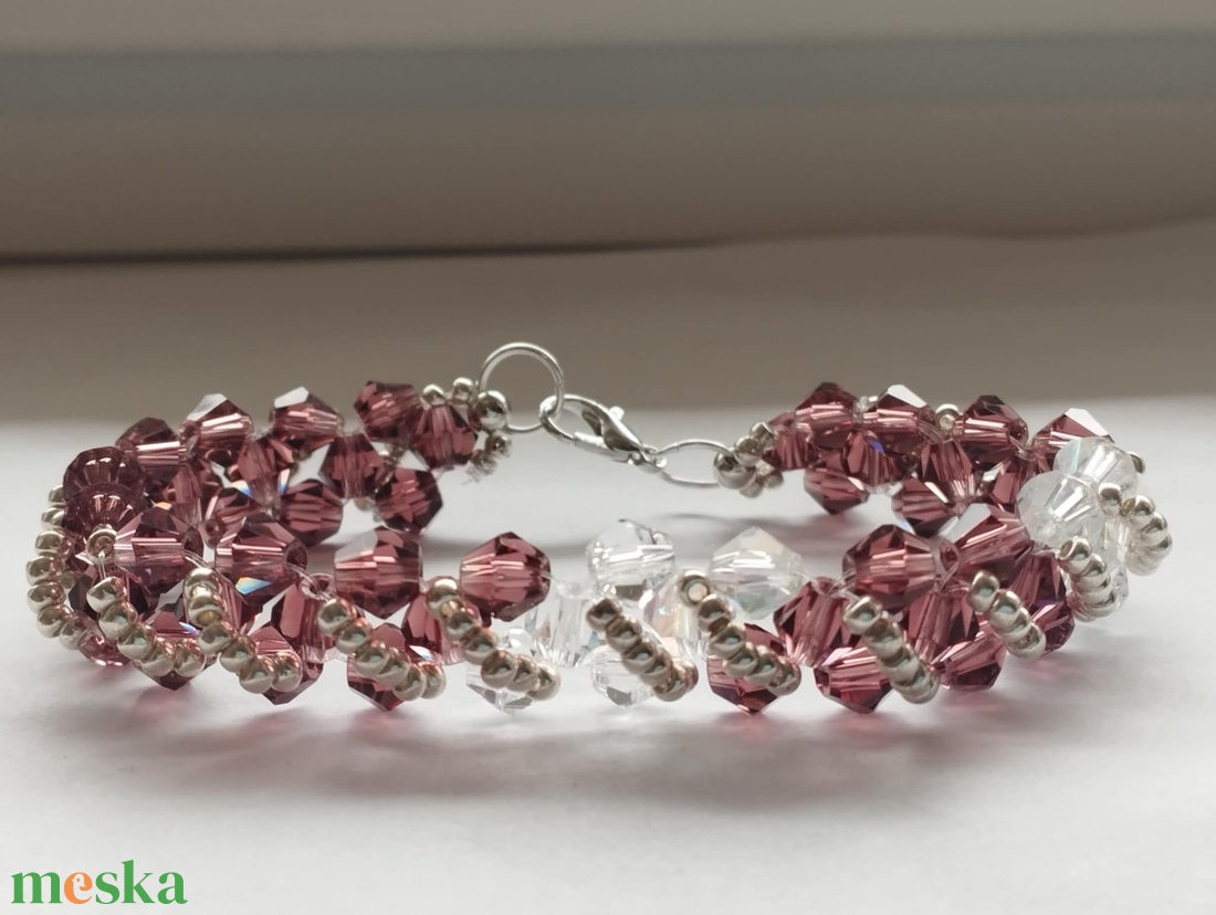 Lila bicone - ékszer - karkötő - gyöngyös karkötő - Meska.hu