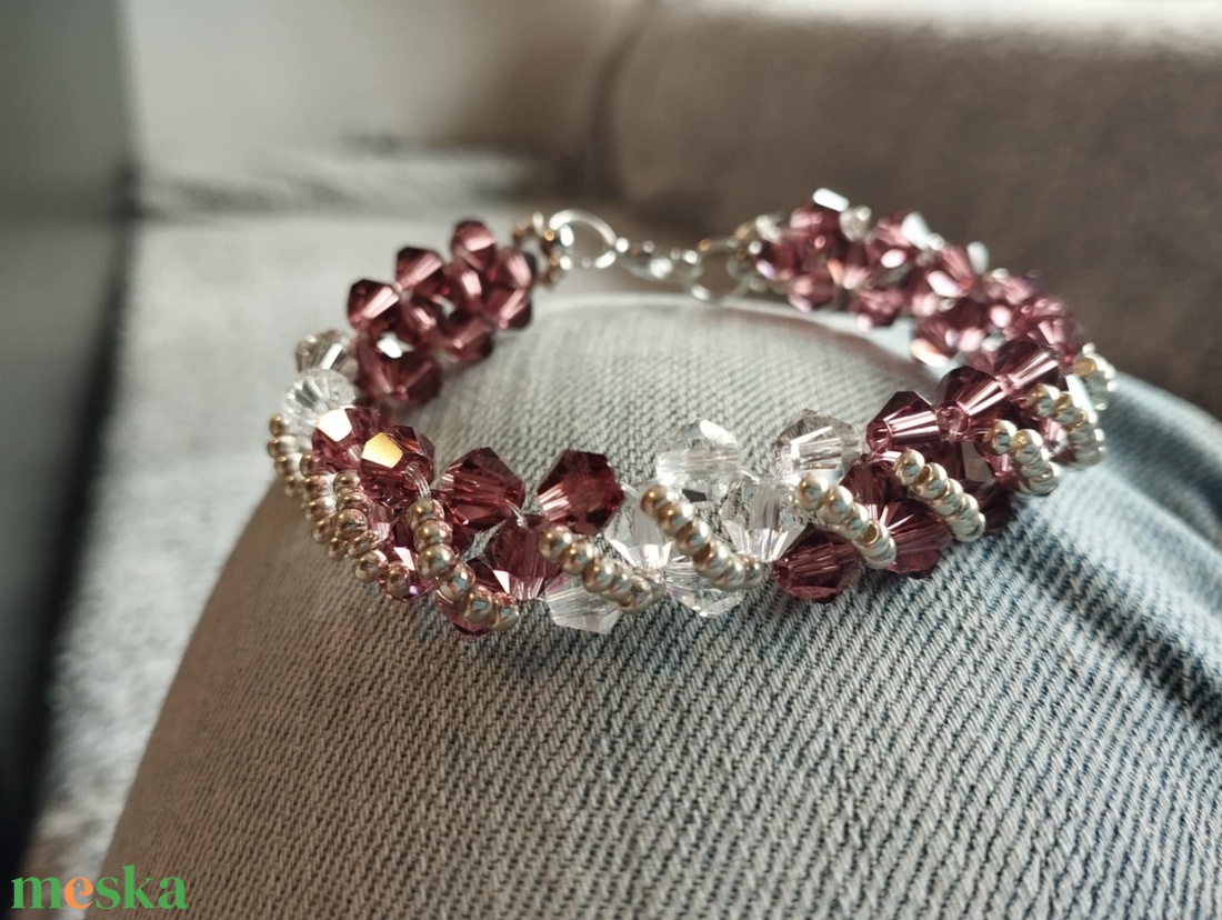 Lila bicone - ékszer - karkötő - gyöngyös karkötő - Meska.hu