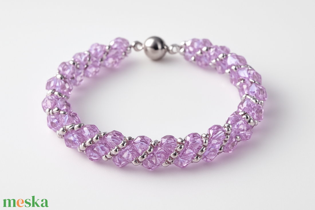 Lila - ékszer - karkötő - gyöngyös karkötő - Meska.hu