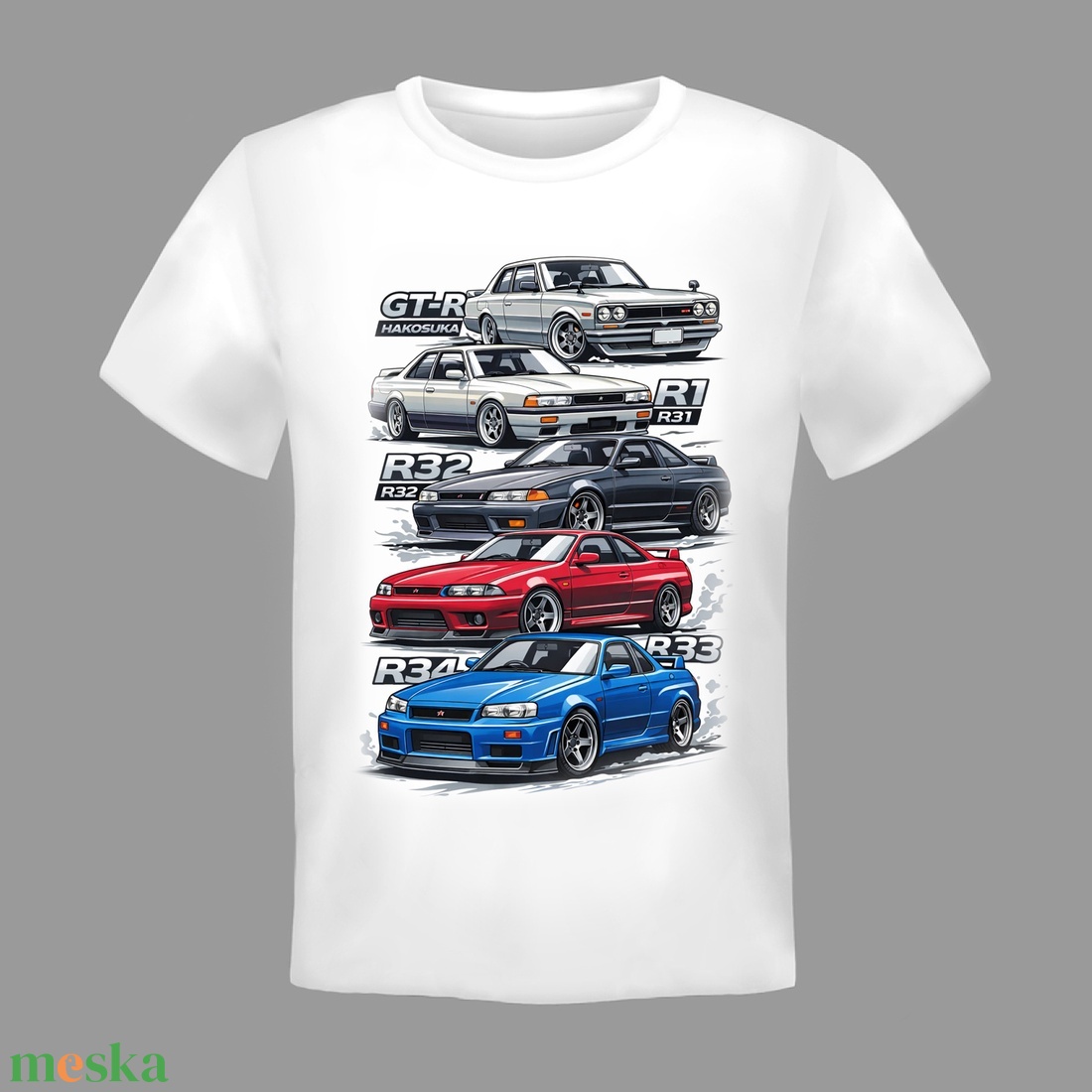 Egyedi nyomtatott Nissan skyline evolution mintás fehér póló. - ruha & divat - férfi ruha - póló - Meska.hu