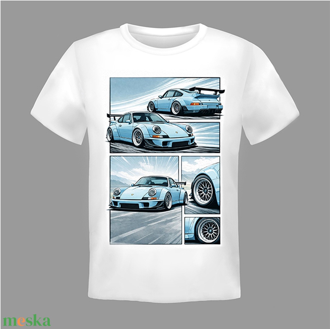 Egyedi nyomtatott Porsche 911 grafikus stílusban ábrázolva. - ruha & divat - férfi ruha - póló - Meska.hu