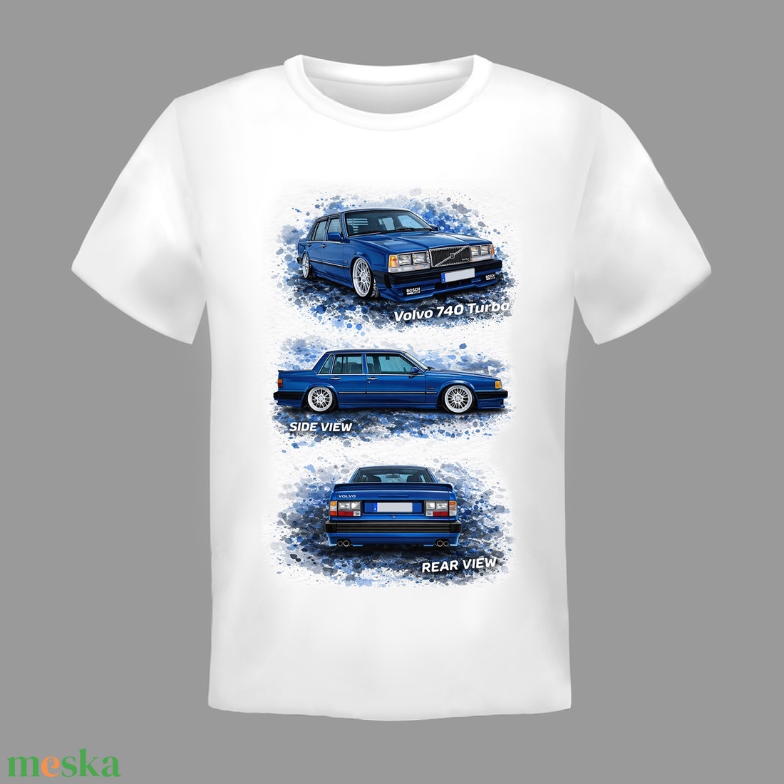 Egyedi nyomtatott tuningolt Volvo 740 grafikus stílusban ábrázolva. - ruha & divat - férfi ruha - póló - Meska.hu