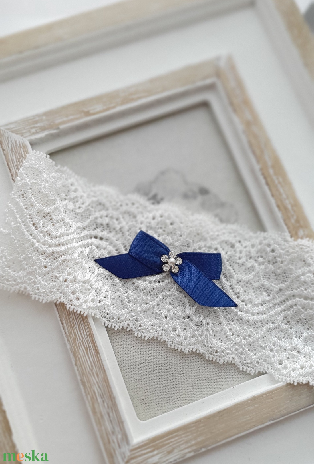 Valami kék  combfix LOTTIE - esküvő - kiegészítők - harisnyatartó & valami kék - Meska.hu