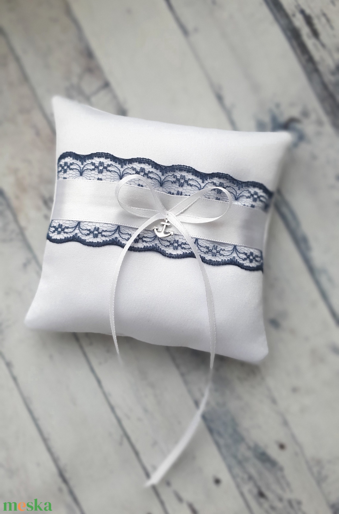 Gyűrűpárna horgonyos  - esküvő - kiegészítők - gyűrűtartó & gyűrűpárna - Meska.hu