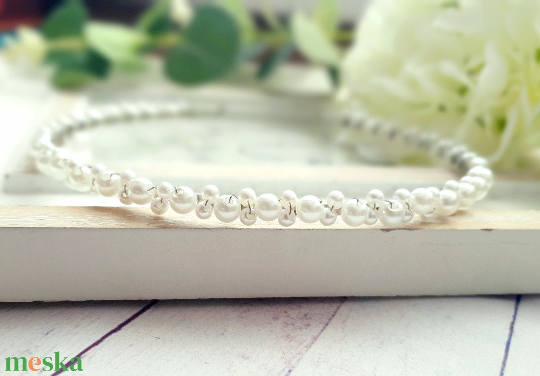 Menyasszonyi gyöngyös fejdísz  - esküvő - hajdísz - hajpánt - Meska.hu
