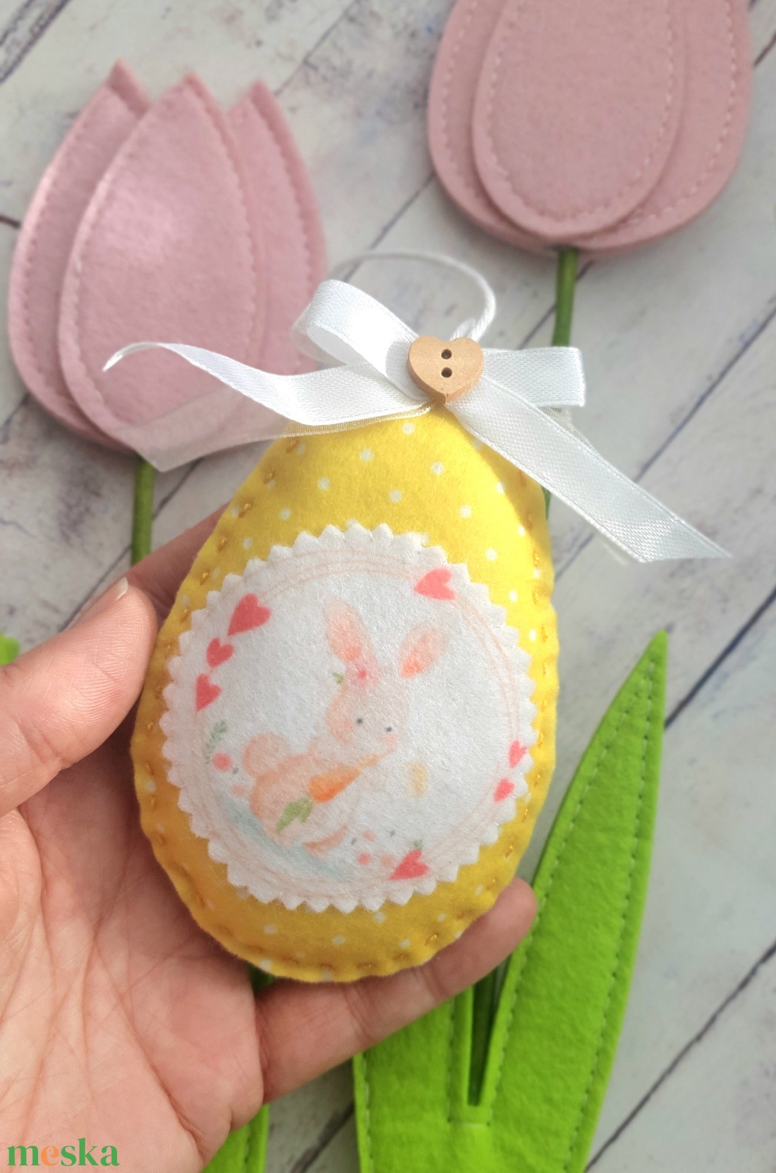 Nagyméretű masnis filc tojások - ünnepi díszek, dekorációk - húsvéti díszek és dekorációk - húsvéti tojásfadíszek - Meska.hu