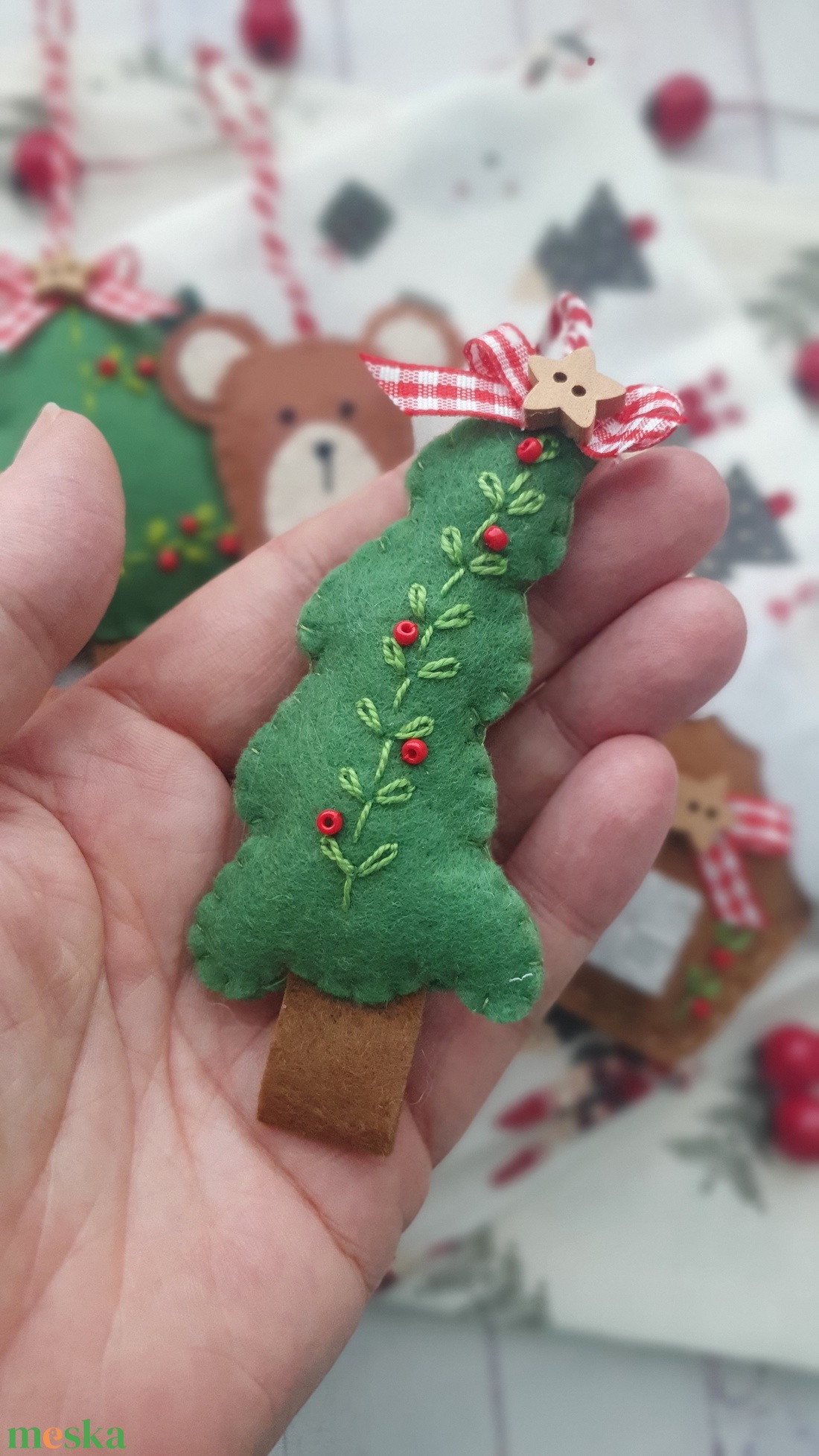 Bababarát karácsonyi filc díszek, erdei állatos - karácsony - karácsonyi lakásdekoráció - karácsonyfadíszek - Meska.hu