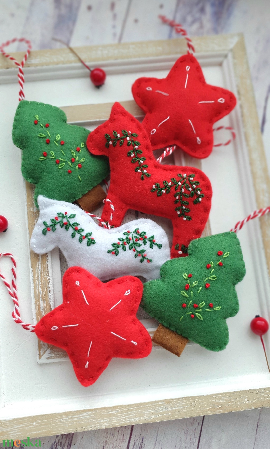 Bababarát karácsonyi filc díszek, dala horse - karácsony - karácsonyi lakásdekoráció - karácsonyfadíszek - Meska.hu