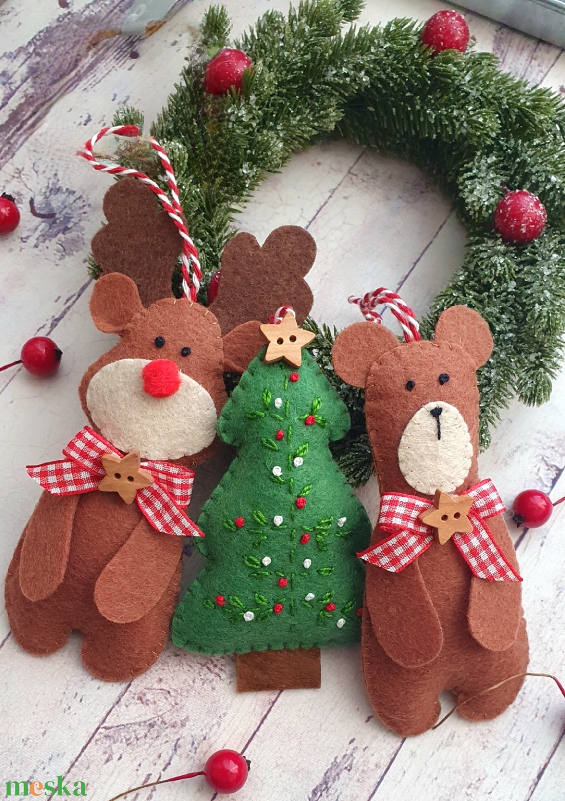 Karácsonyi erdei állatok - karácsony - karácsonyi lakásdekoráció - karácsonyfadíszek - Meska.hu