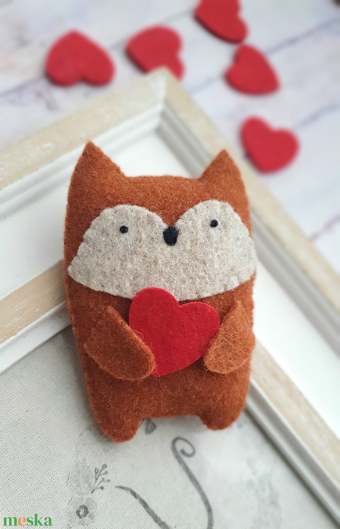 Valentin napi rókafigura szívvel  - játék & sport - plüssállat & játékfigura - róka - Meska.hu