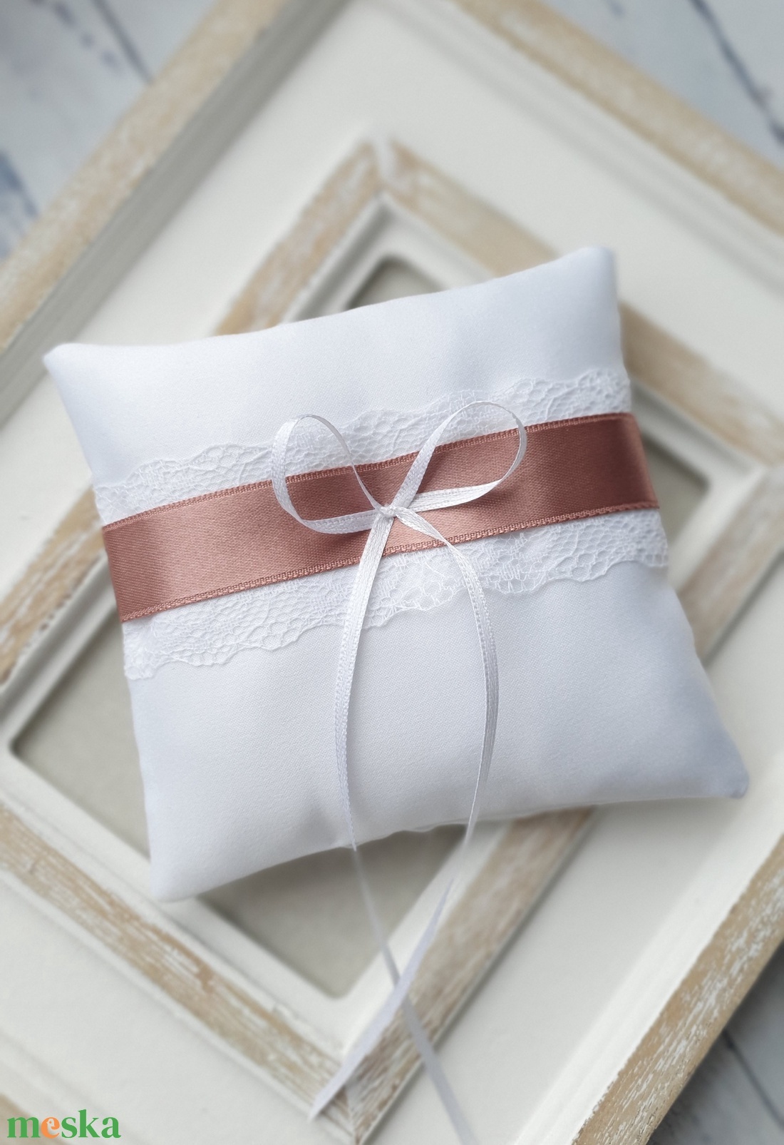 Gyűrűpárna ROSEGOLDLOVE, gyűrűtartó, menyasszony, esküvő - esküvő - kiegészítők - gyűrűtartó & gyűrűpárna - Meska.hu