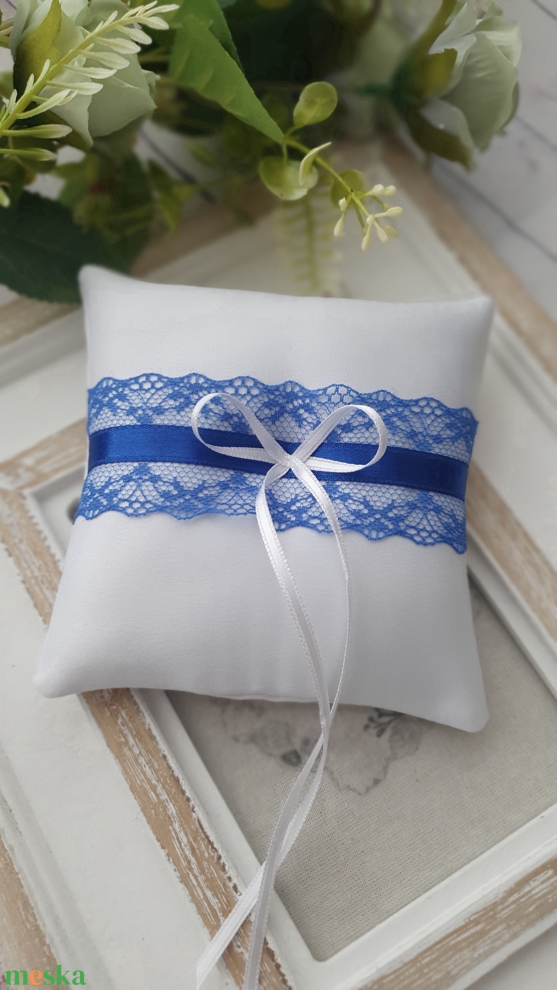 Gyűrűpárna ROYALBLUE, gyűrűtartó, menyasszony, esküvő - esküvő - kiegészítők - gyűrűtartó & gyűrűpárna - Meska.hu