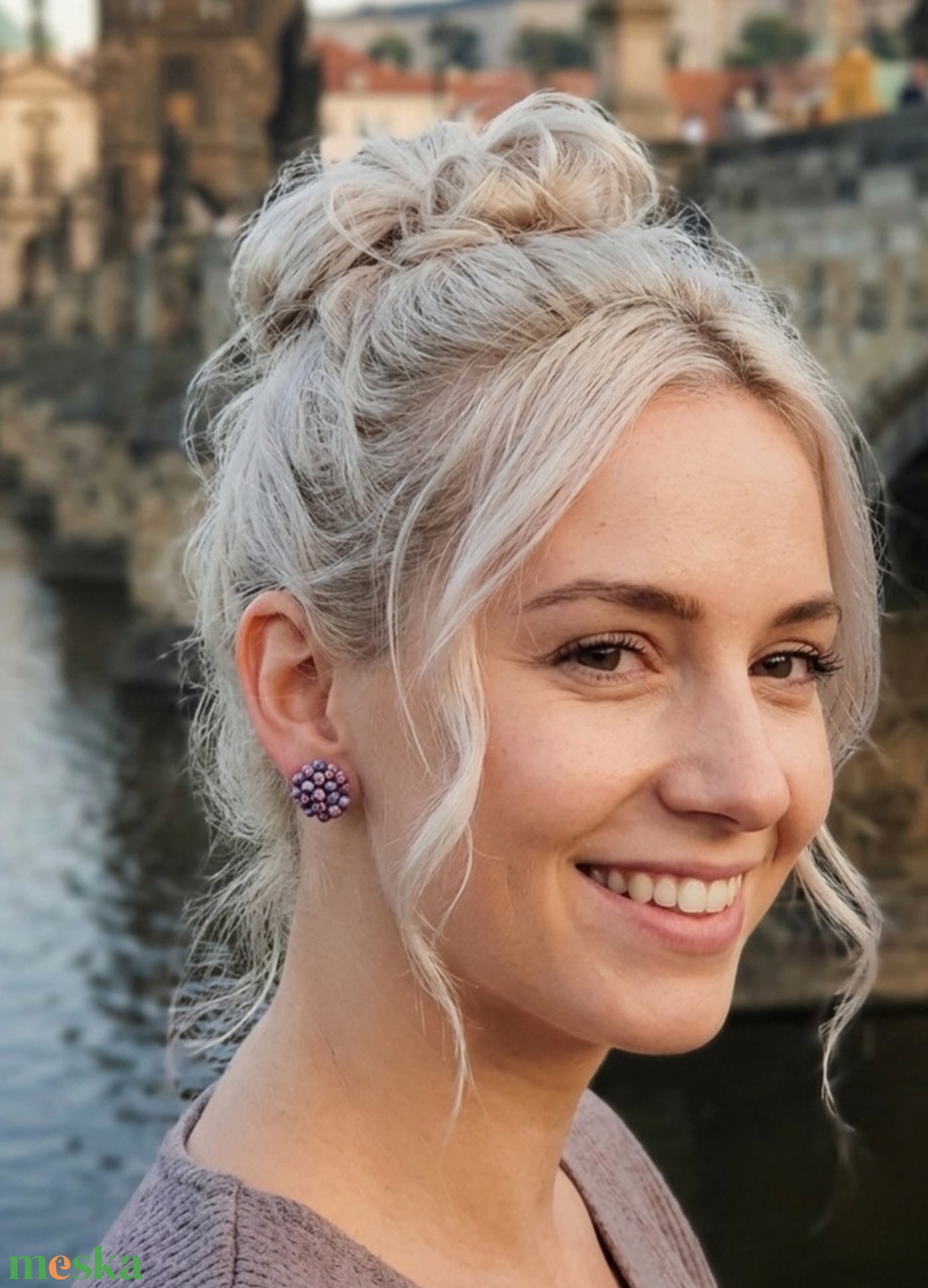 Gyöngyös gyapjúfilc fülbevaló, ékszer, ajándék  - ékszer - fülbevaló - pötty fülbevaló - Meska.hu