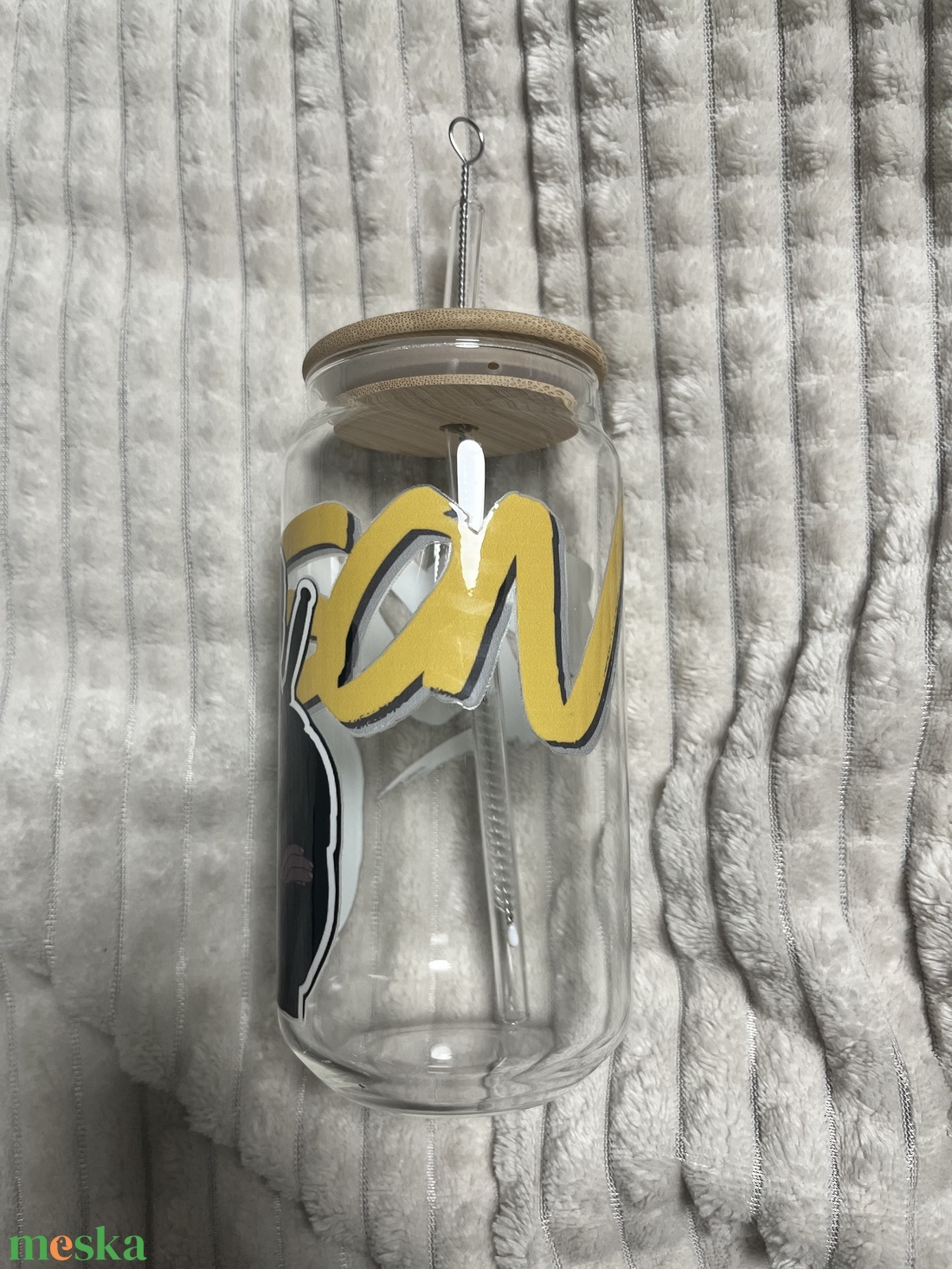 Negyedik szárny üvegpohár szívószállal - otthon & életmód - konyhafelszerelés, tálalás - tálalás - boros poharak, szettek - Meska.hu