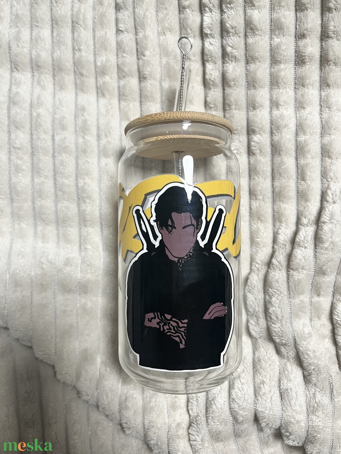 Negyedik szárny üvegpohár szívószállal - otthon & életmód - konyhafelszerelés, tálalás - tálalás - boros poharak, szettek - Meska.hu