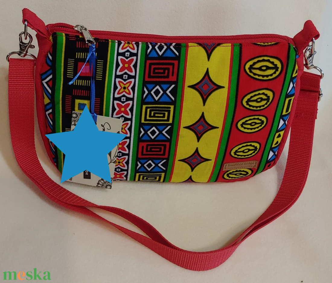 Piros Arabella afrika mintázatú kistáska - táska & tok - variálható táska - Meska.hu Piros Arabella afrika mintázatú kistáska - táska & tok - variálható táska - Meska.hu