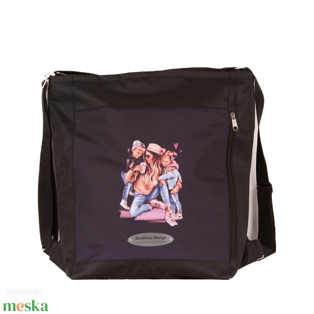 XXL Fekete Cordura  2in1 Super mama variálható táska - táska & tok - hátizsák - hátizsák - Meska.hu