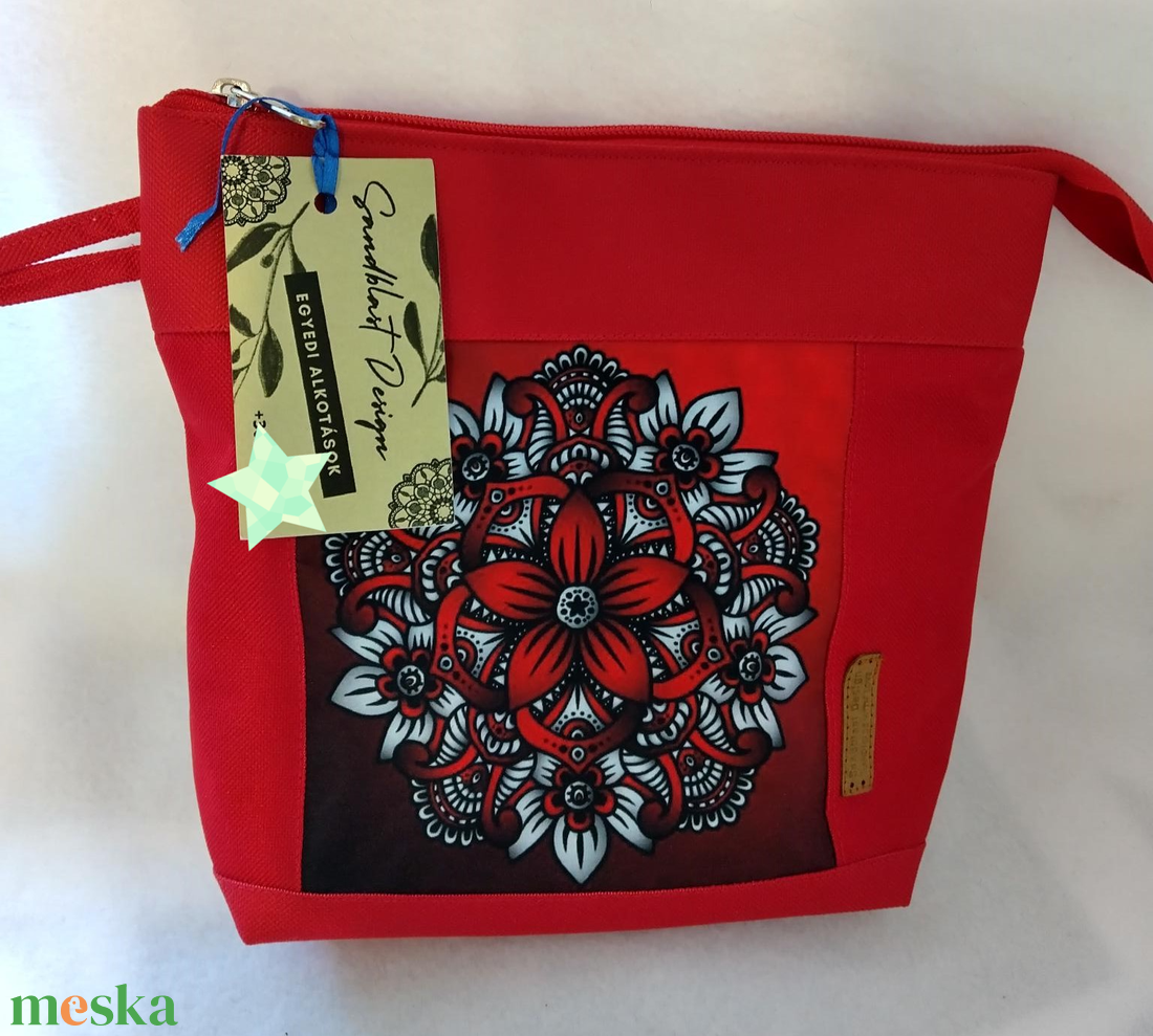 Piros mandala motívumos multifunkciós táska - táska & tok - variálható táska - Meska.hu