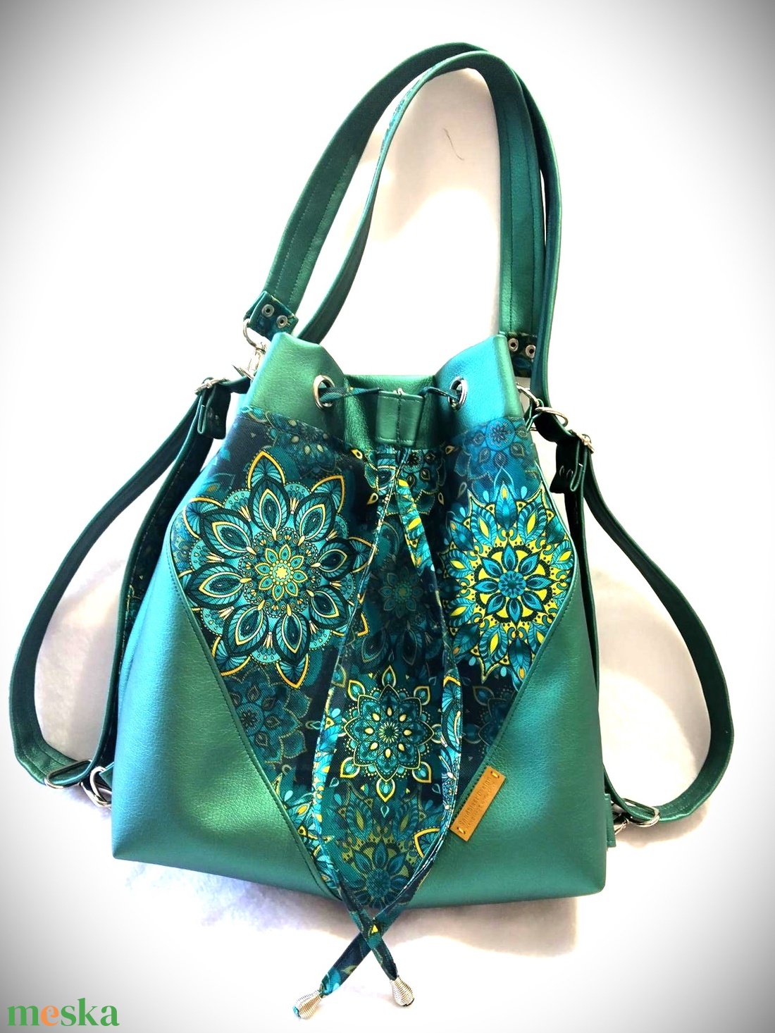 Variálható Design Táska,Zöld metál műbör/mandala minta - táska & tok - variálható táska - Meska.hu