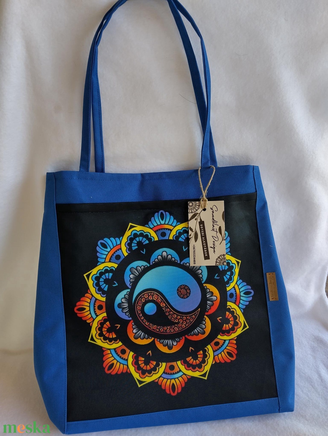  Kék Ying -Yang mintás shopper bag - táska & tok - variálható táska - Meska.hu