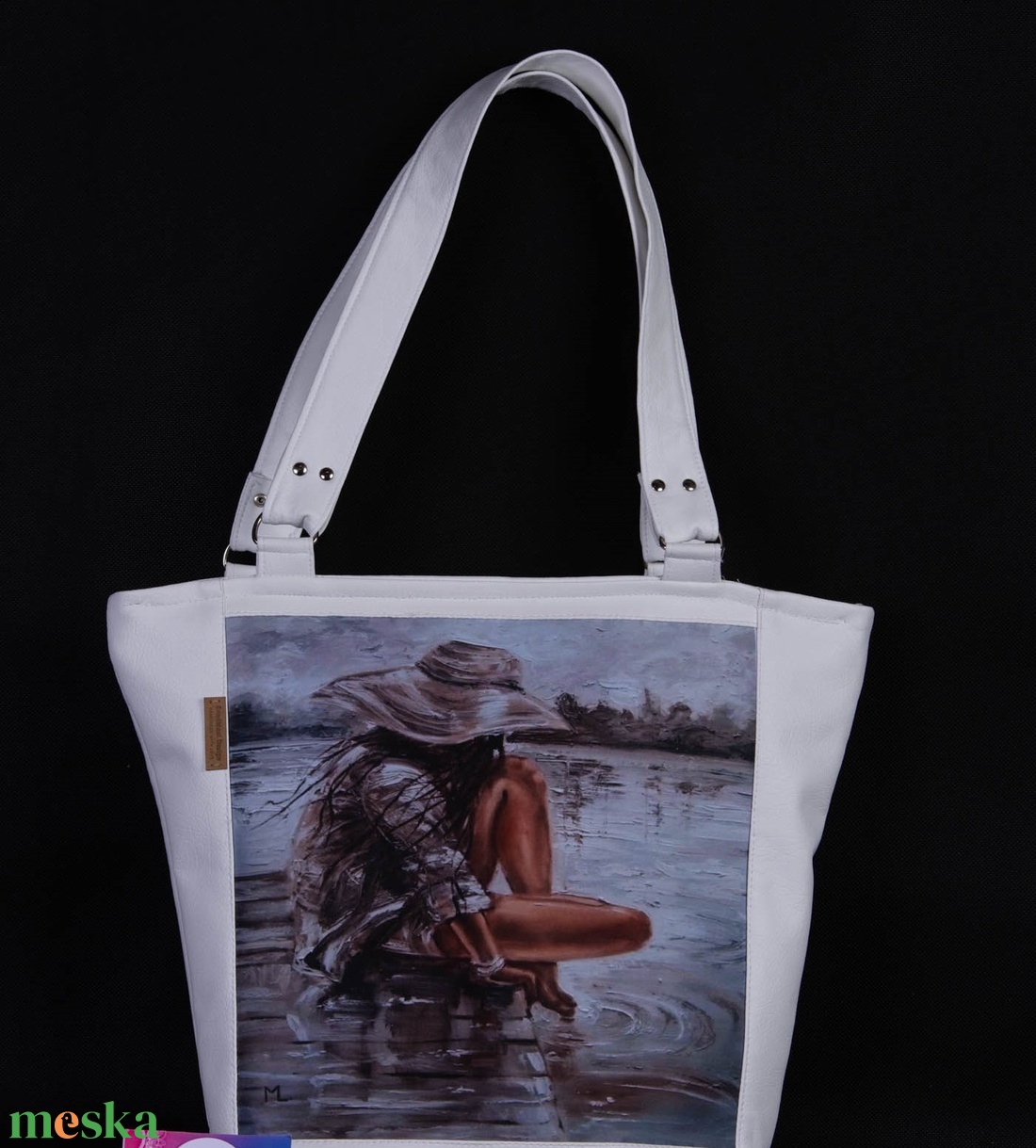 Vagány fehér ökobőr  shopper bag - táska & tok - variálható táska - Meska.hu