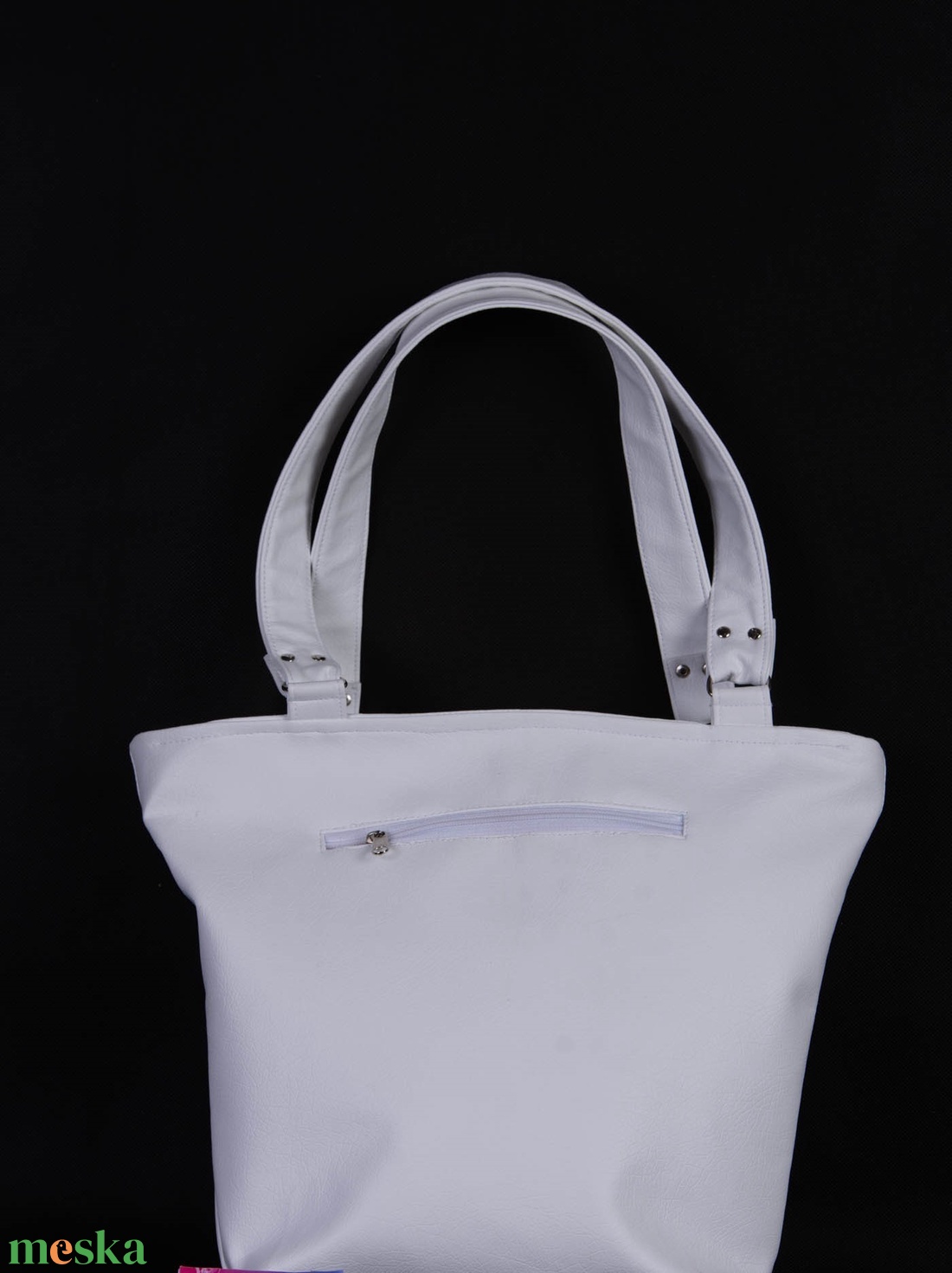 Vagány fehér ökobőr  shopper bag - táska & tok - variálható táska - Meska.hu
