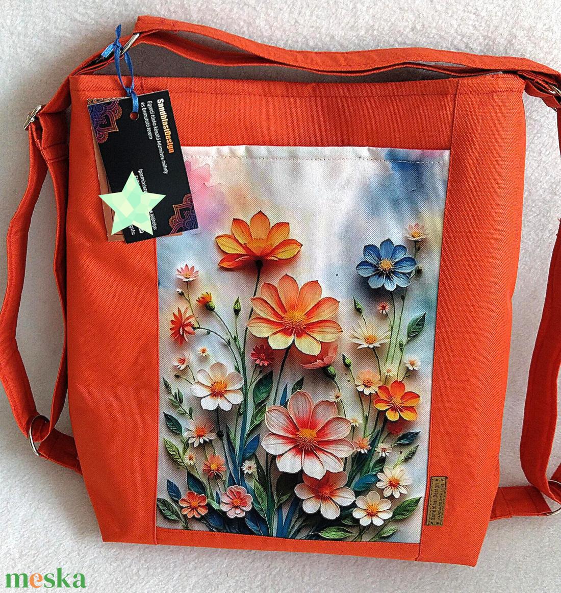 Vagány narancssárga csajos variálható  shopper bag/hátizsák - táska & tok - variálható táska - Meska.hu