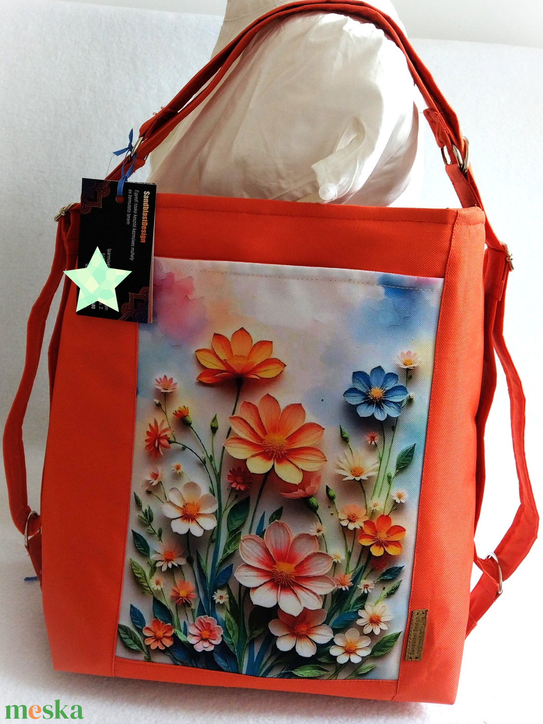 Vagány narancssárga csajos variálható  shopper bag/hátizsák - táska & tok - variálható táska - Meska.hu