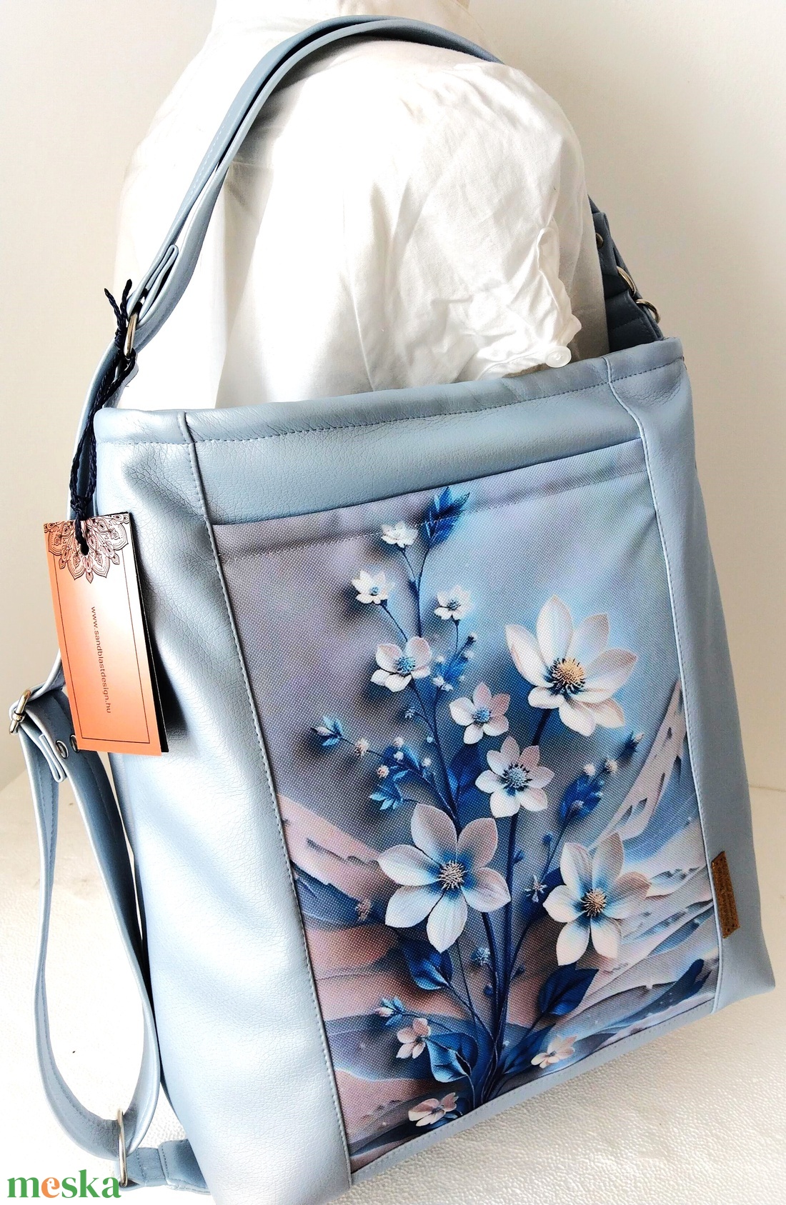 Vagány pasztell kék csajos variálható  shopper bag/hátizsák - táska & tok - variálható táska - Meska.hu