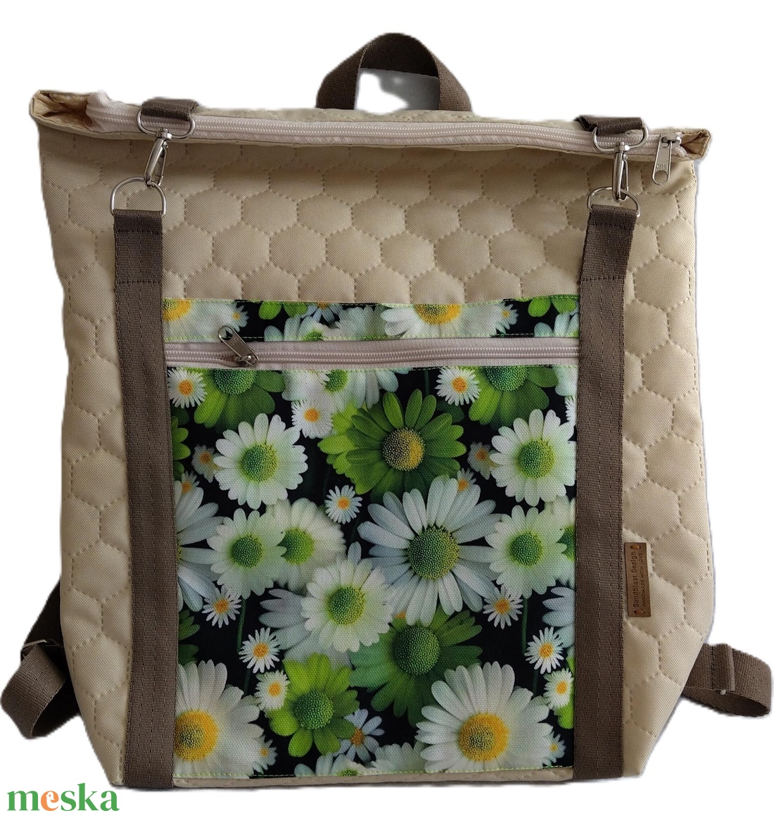 Pasztell világos barna/margarétás rolltop hátizsák - táska & tok - hátizsák - roll top hátizsák - Meska.hu Pasztell világos barna/margarétás rolltop hátizsák - táska & tok - hátizsák - roll top hátizsák - Meska.hu