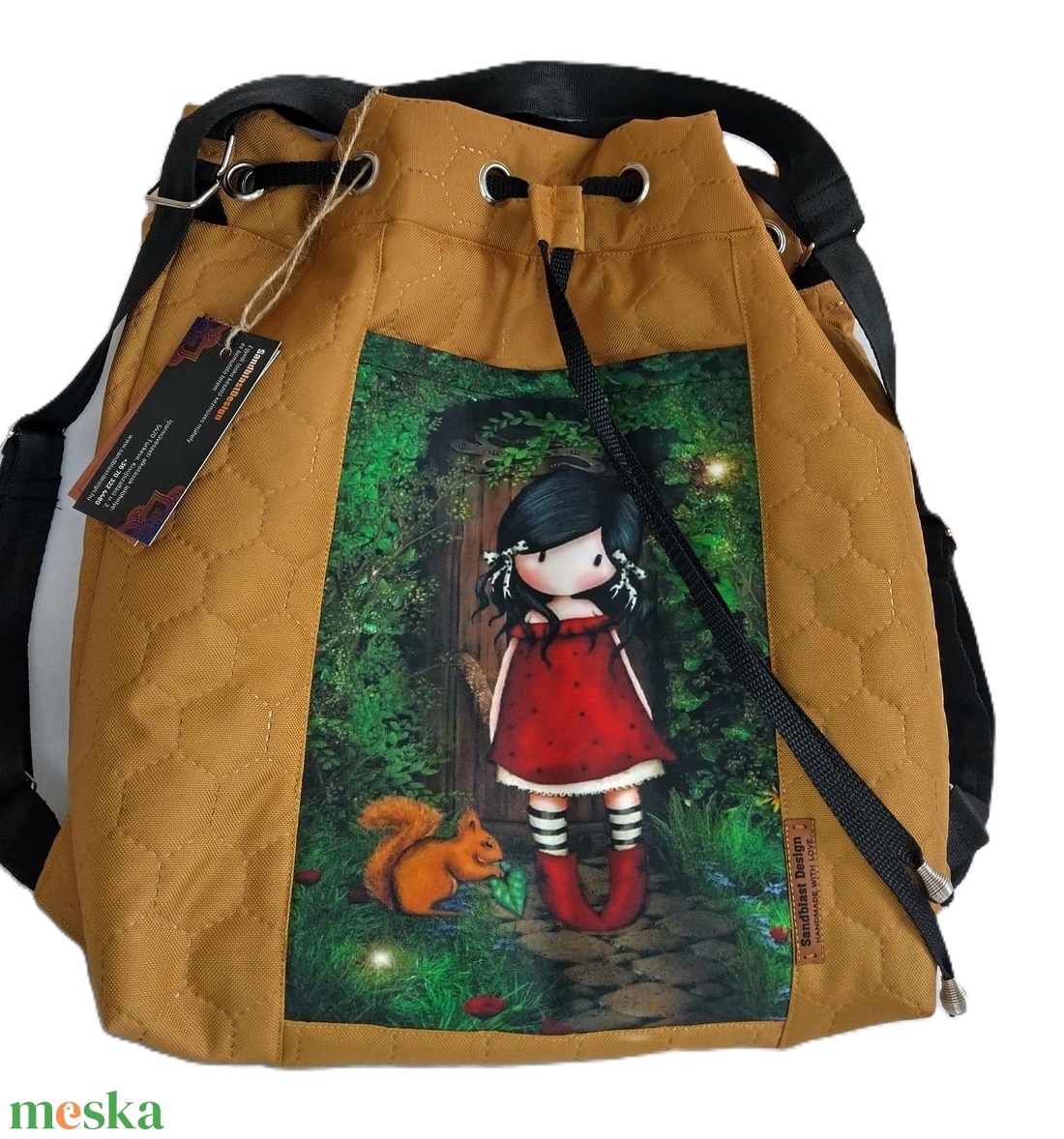 Variálható Design Táska/sötét zöld cordura-Gorjuss baba könyv tetején - táska & tok - variálható táska - Meska.hu