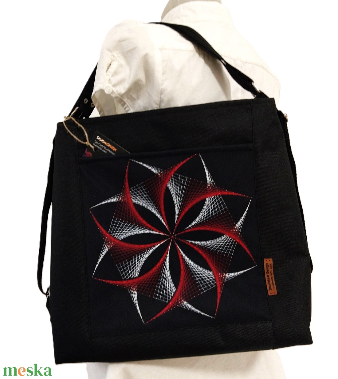 Piros mandala motívumos táska szett - táska & tok - variálható táska - Meska.hu