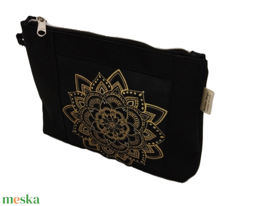 Pasztell aranysárga  kontúros mandala motívumos neszesszer/táskarendező - táska & tok - neszesszer - Meska.hu