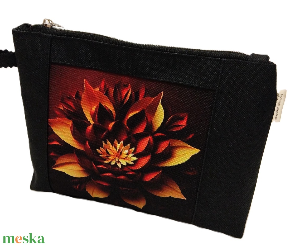 Bordó lótusz-virág motívumos neszesszer/táskarendező - táska & tok - neszesszer - Meska.hu