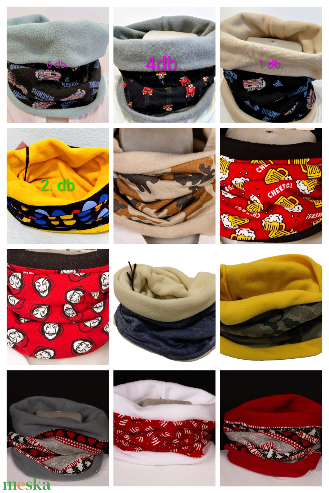  Cicás felnőtt bélelt design sál - csősál - több minta! - ruha & divat - sál, sapka, kendő - sál - Meska.hu