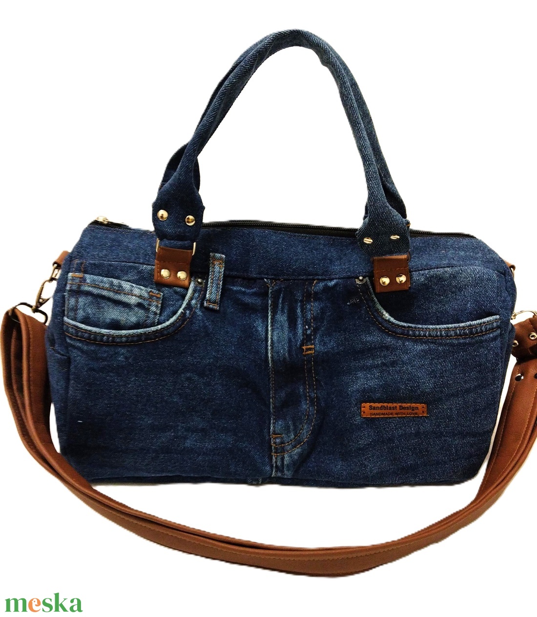 LOLA újrahasznositott több funkciós farmer táska - táska & tok - kézitáska & válltáska - vállon átvethető táska - Meska.hu