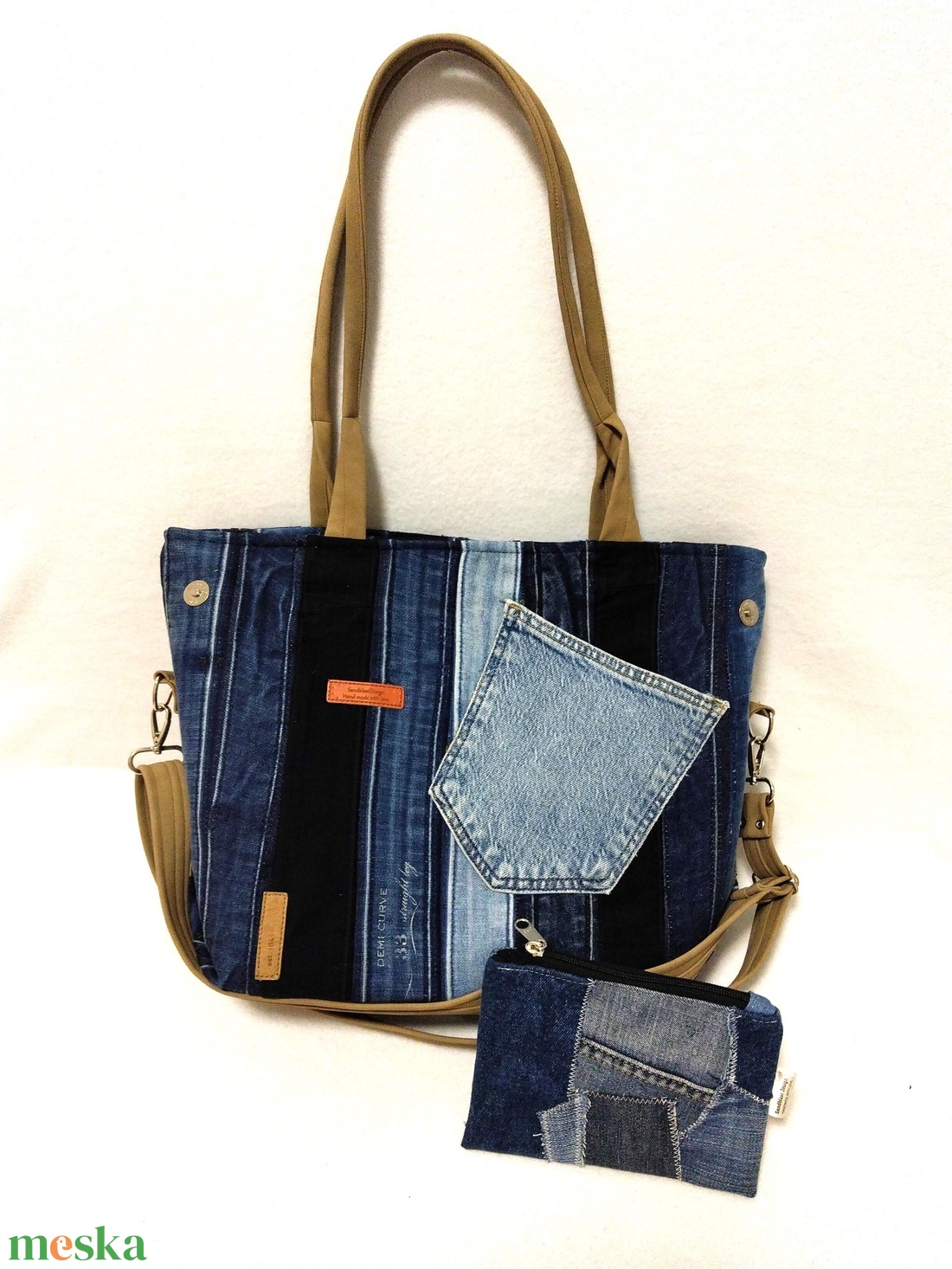  Újrahasznosított farmer táska - táska & tok - kézitáska & válltáska - vállon átvethető táska - Meska.hu