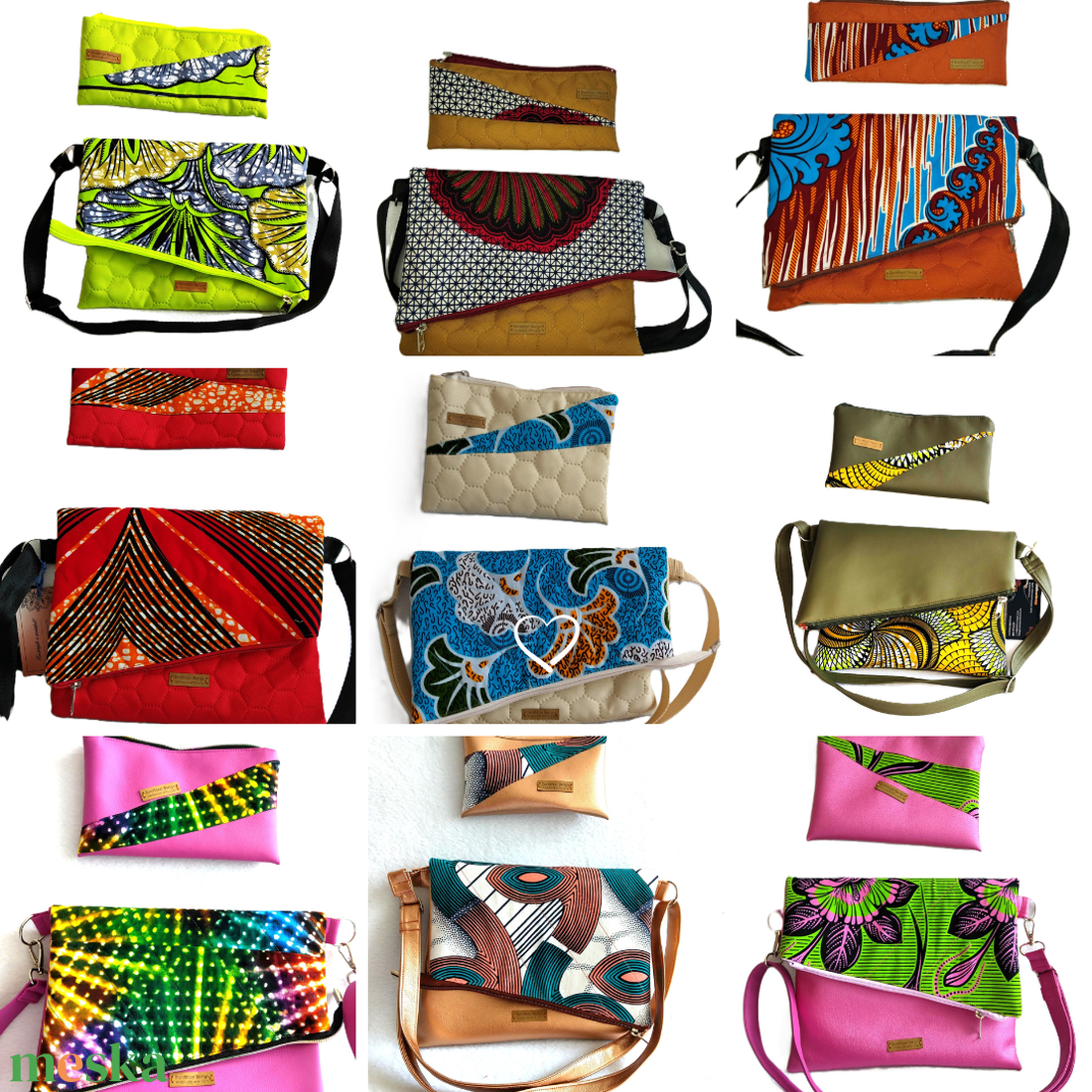 Samira átlapolós táska+ neszesszer-TÖBB MINTA! - táska & tok - kézitáska & válltáska - kézitáska - Meska.hu